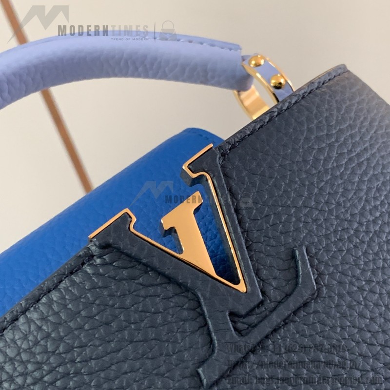 Louis Vuitton Capucines BB Black and Blue Handbag Custom M20844 M20845