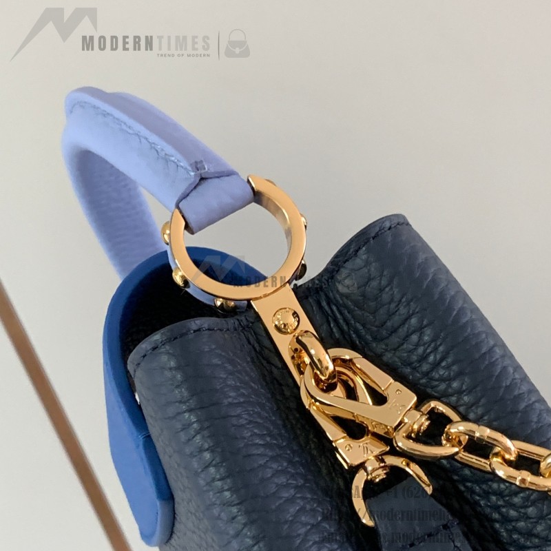 Louis Vuitton Capucines BB Black and Blue Handbag Custom M20844 M20845