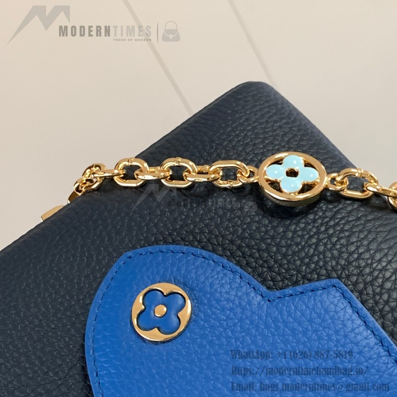 Louis Vuitton Capucines BB Black and Blue Handbag Custom M20844 M20845
