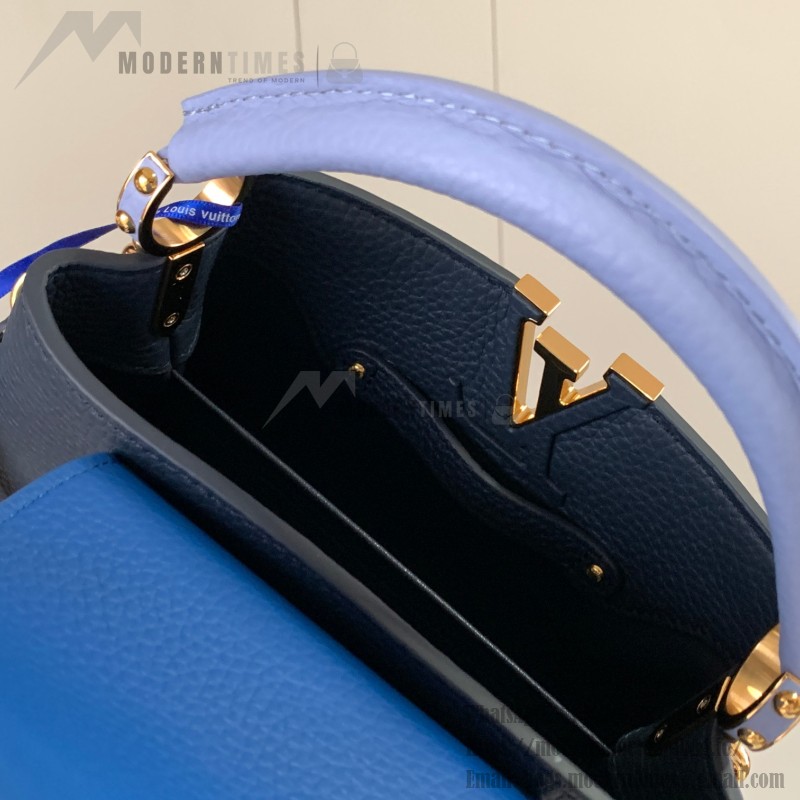 Louis Vuitton Capucines BB Black and Blue Handbag Custom M20844 M20845