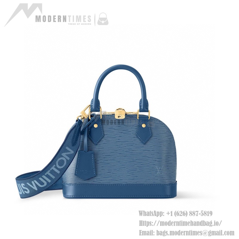 Louis Vuitton Alma BB M14853 Blue Epi Leather Bag with Gold Hardware