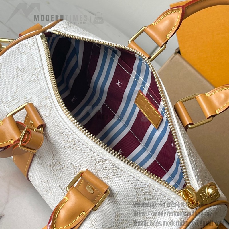 Louis Vuitton Keepall Bandoulière 25 Handbag M15706 White – MB163c Chip