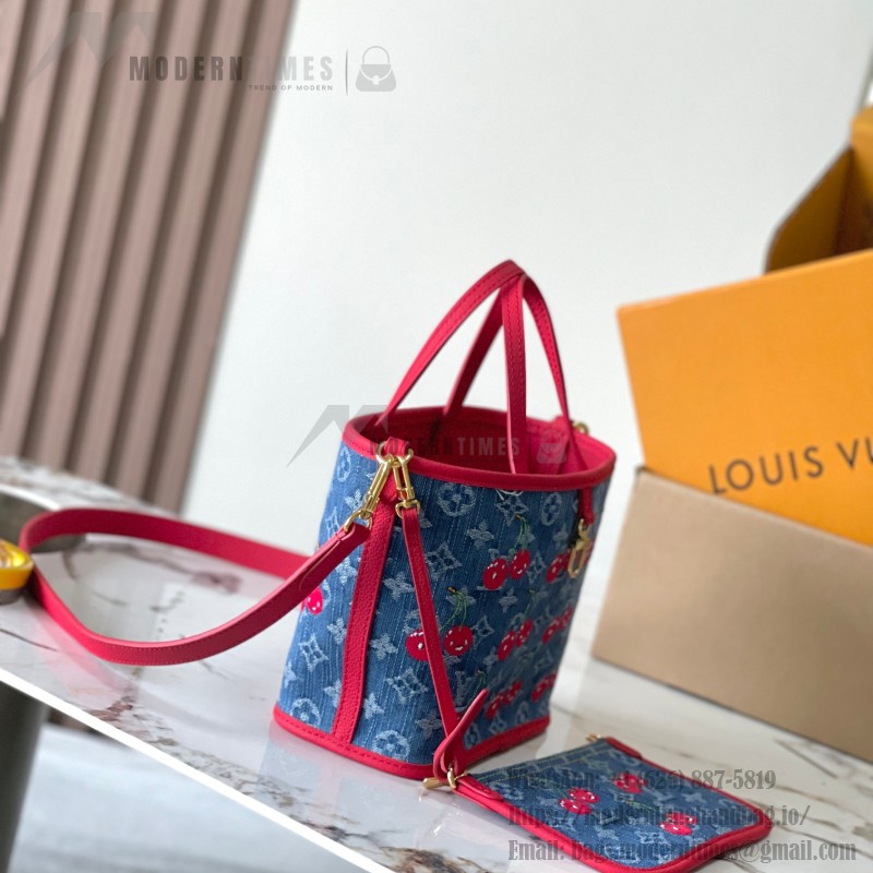 Louis Vuitton Neverfull Inside Out BB Handbag M14997 Denim Cherry Replica – ModernTimeHandbag