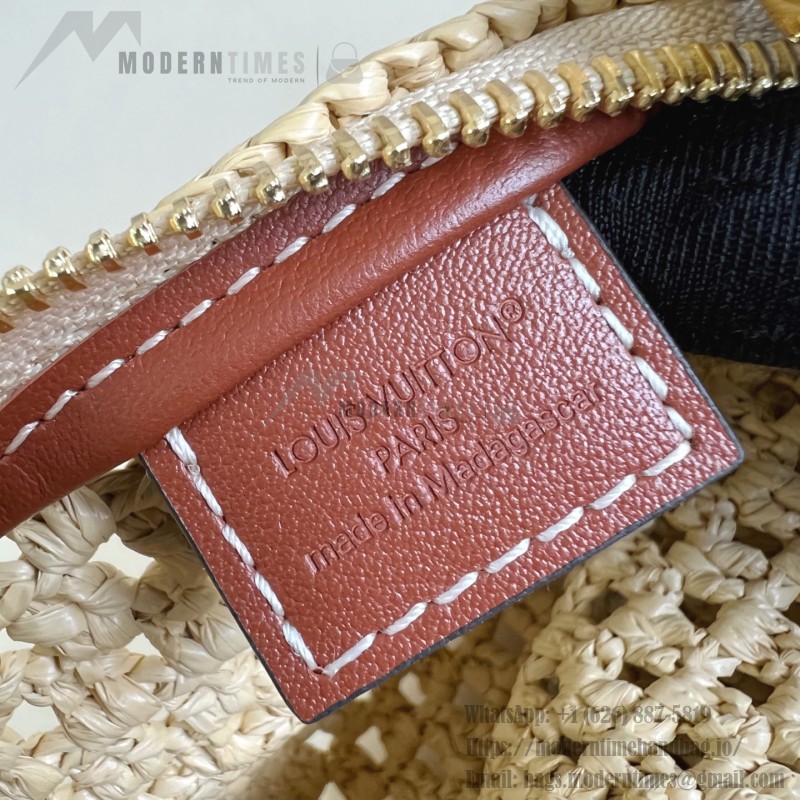 Louis Vuitton Hills Pochette M14304 Raffia and Leather Clutch