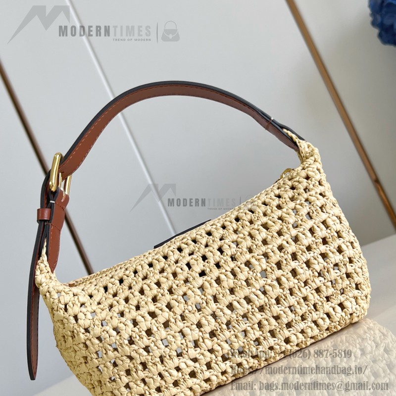 Louis Vuitton Hills Pochette M14304 Raffia and Leather Clutch