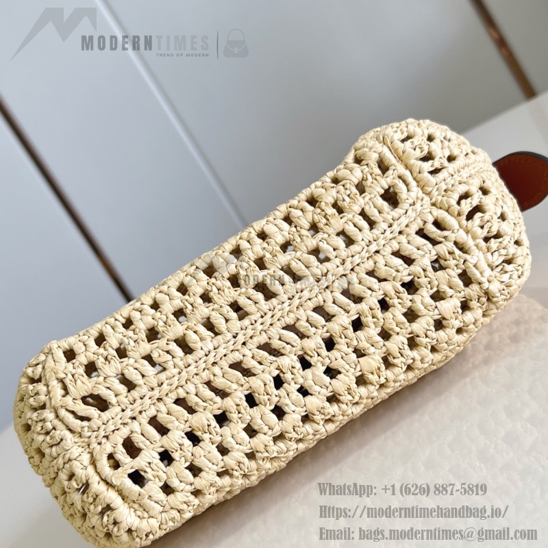 Louis Vuitton Hills Pochette M14304 Raffia and Leather Clutch