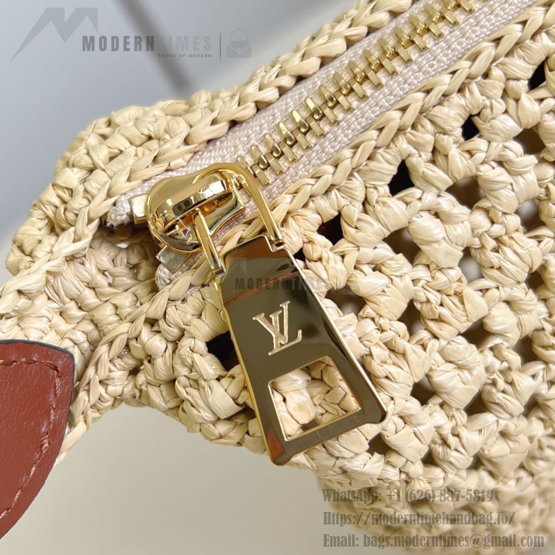 Louis Vuitton Hills Pochette M14304 Raffia and Leather Clutch