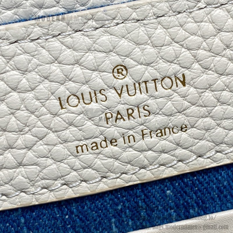 Louis Vuitton Capucines Mini Handbag Blue Denim M12947