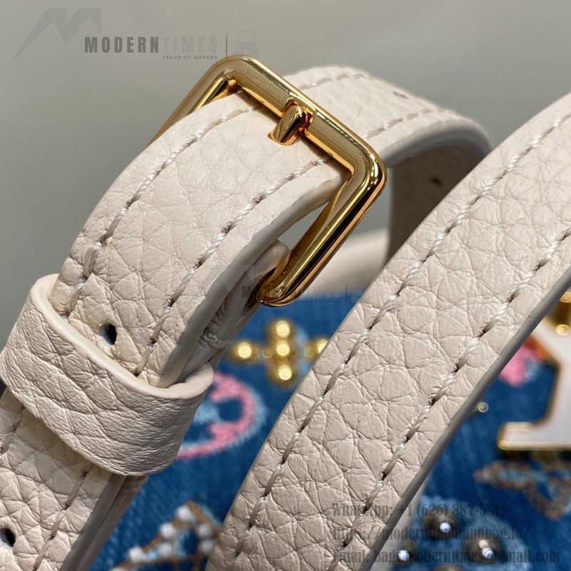 Louis Vuitton Capucines Mini Handbag Blue Denim M12947