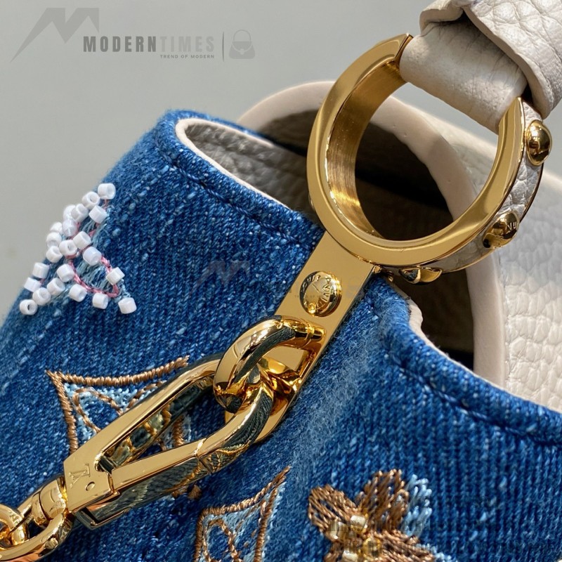 Louis Vuitton Capucines Mini Handbag Blue Denim M12947