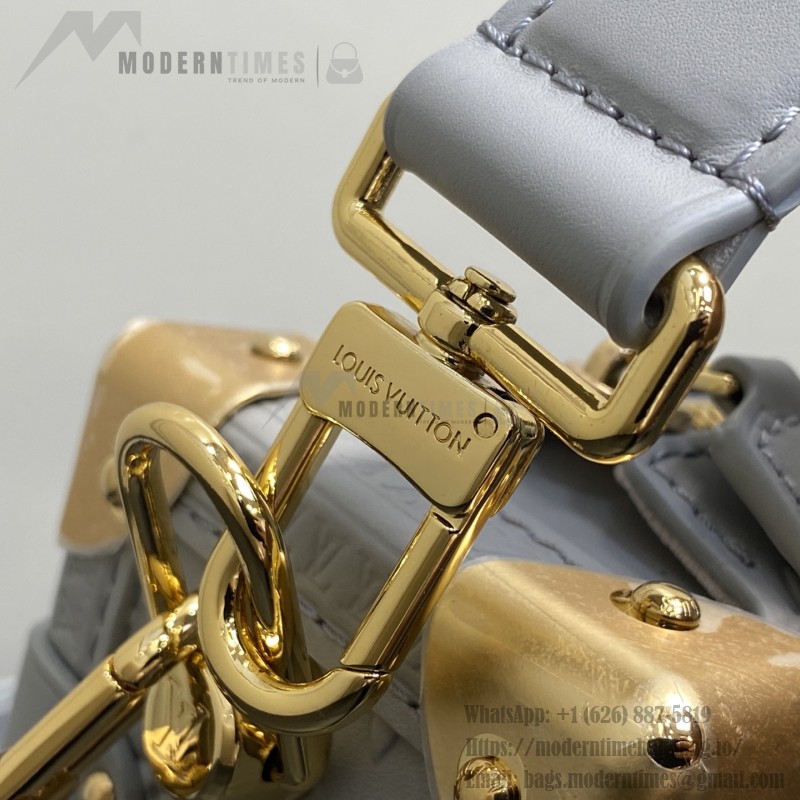 Louis Vuitton Side Trunk MM Gray M25602 with Mini Pouch – Monogram Embossed Leather