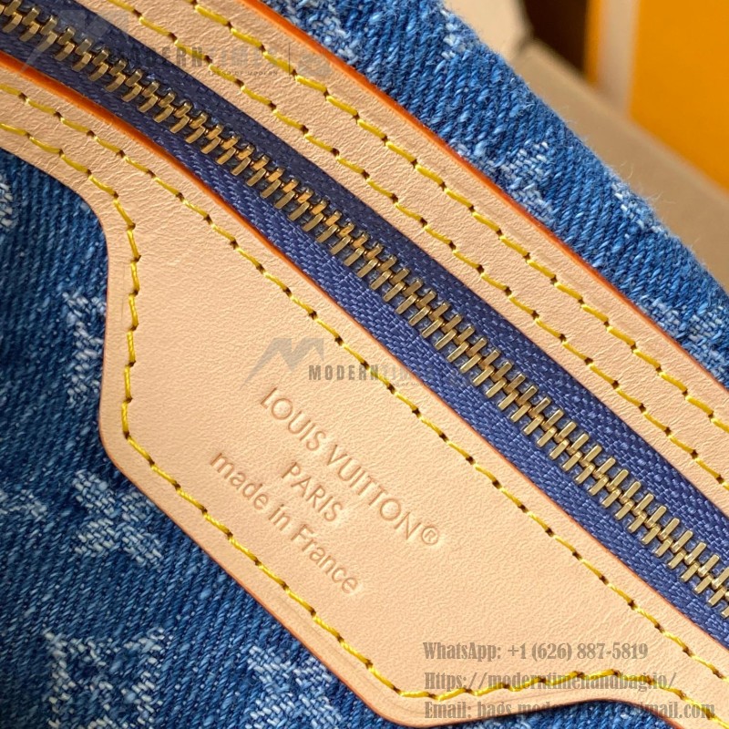Replica Louis Vuitton Neverfull MM M13192 Denim Trim with MB163c Chip