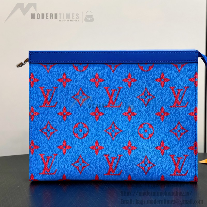 Louis Vuitton Pochette Voyage Blue M14692 Monogram Glow Coated Canvas Clutch Bag