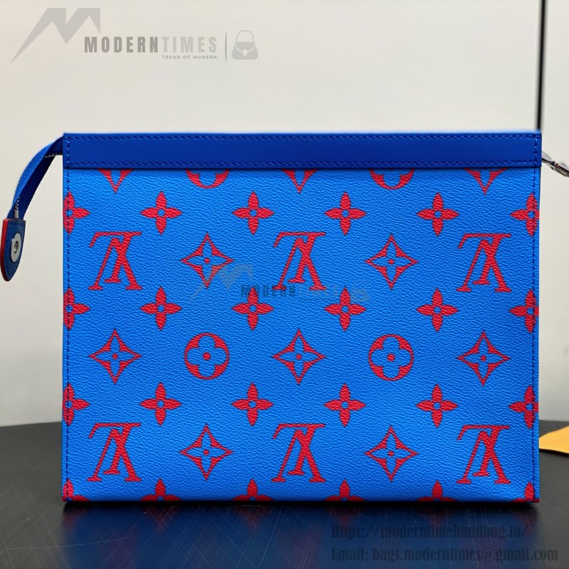 Louis Vuitton Pochette Voyage Blue M14692 Monogram Glow Coated Canvas Clutch Bag