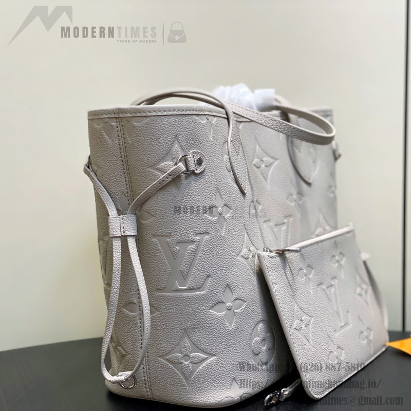 Louis Vuitton Neverfull MM M13758 Lilac Purple Monogram Empreinte Tote Bag