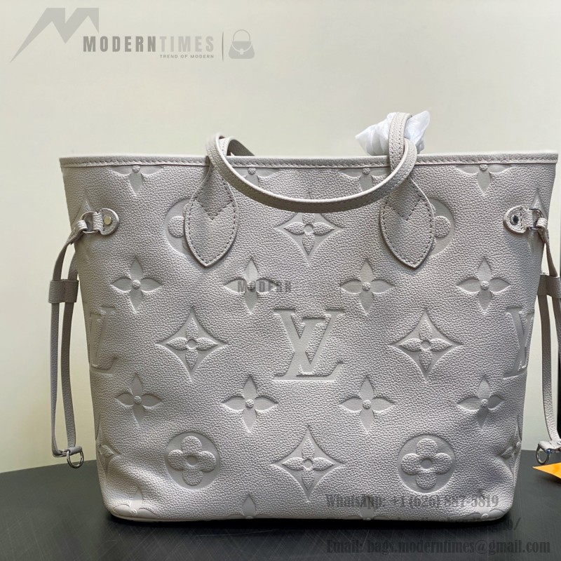 Louis Vuitton Neverfull MM M13758 Lilac Purple Monogram Empreinte Tote Bag