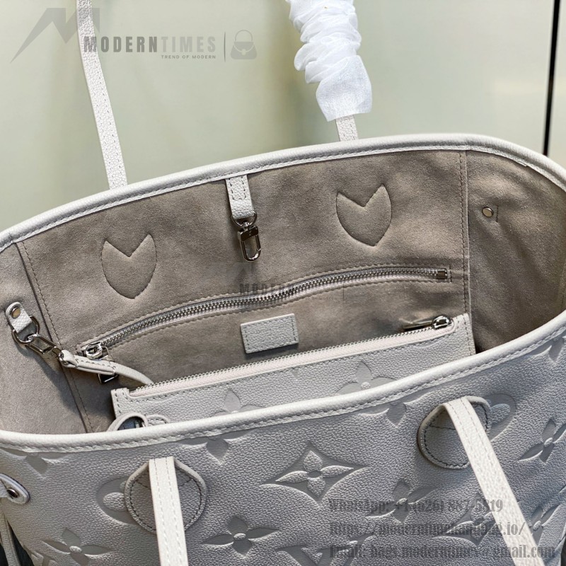 Louis Vuitton Neverfull MM M13758 Lilac Purple Monogram Empreinte Tote Bag