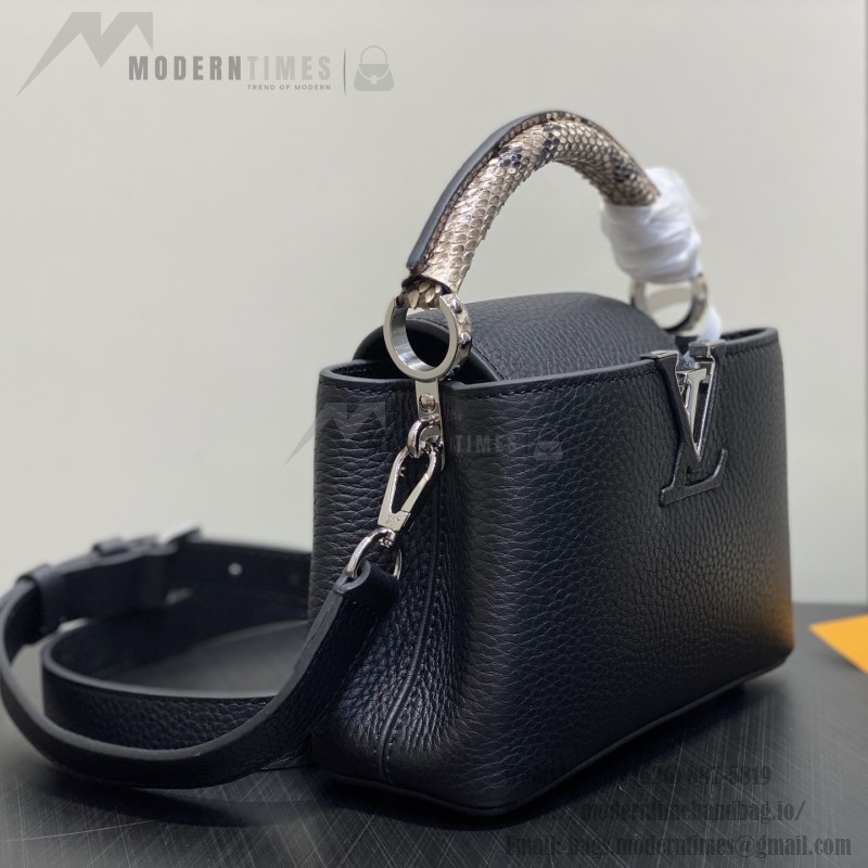 Louis Vuitton Capucines Mini N85513 Black Python Leather Handbag