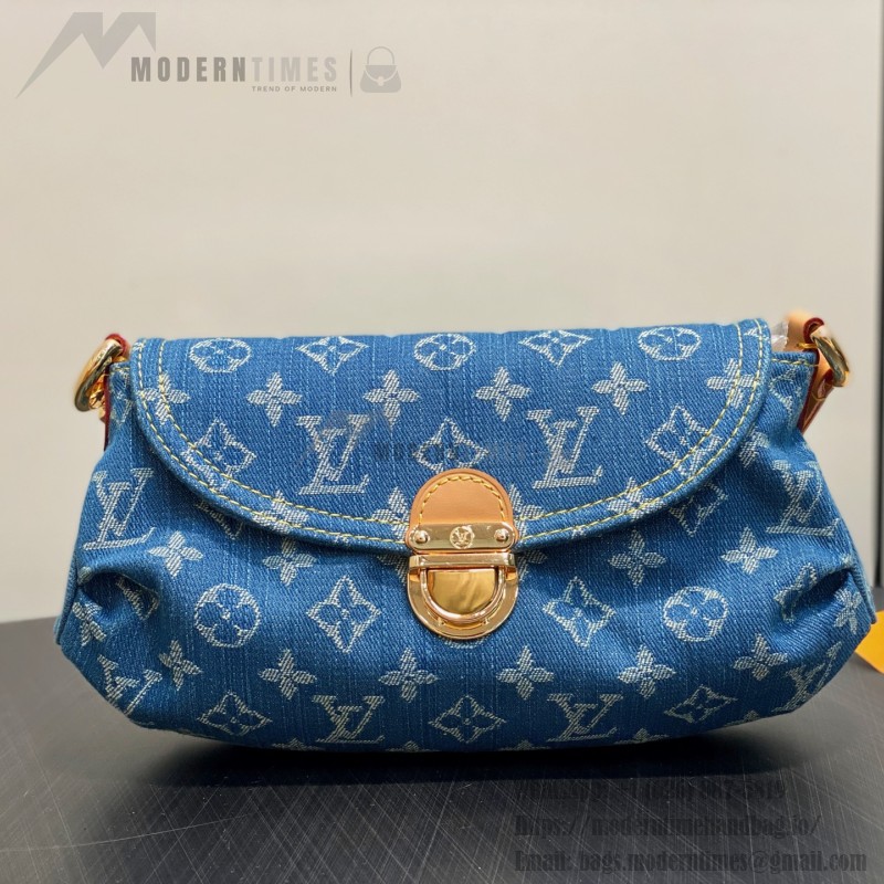 Louis Vuitton M95216 Pink Purple & Denim Blue Vintage Denim Baguette Bag