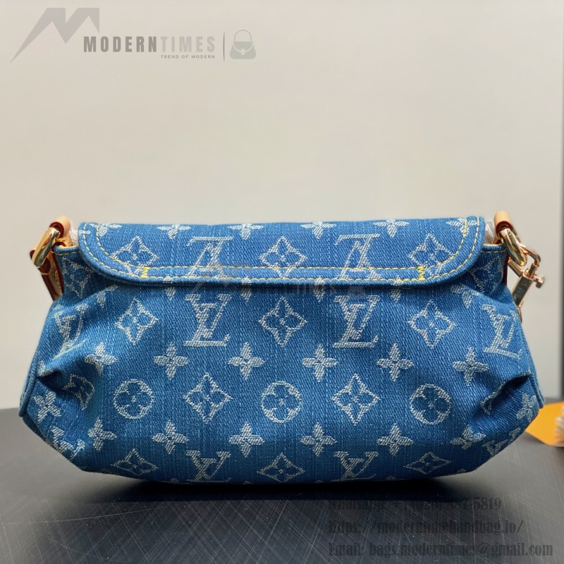Louis Vuitton M95216 Pink Purple & Denim Blue Vintage Denim Baguette Bag