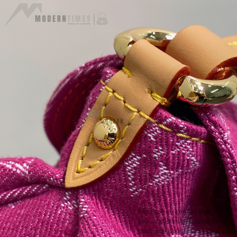 Louis Vuitton M95216 Pink Purple & Denim Blue Vintage Denim Baguette Bag