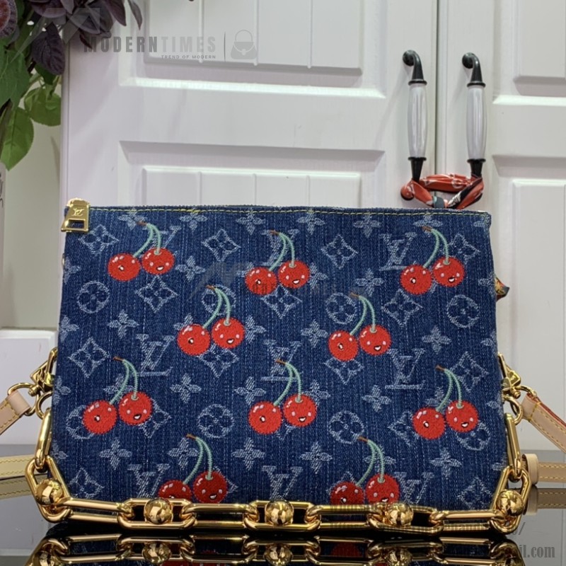 Louis Vuitton x Takashi Murakami Coussin PM M14978 Denim Cherry Handbag
