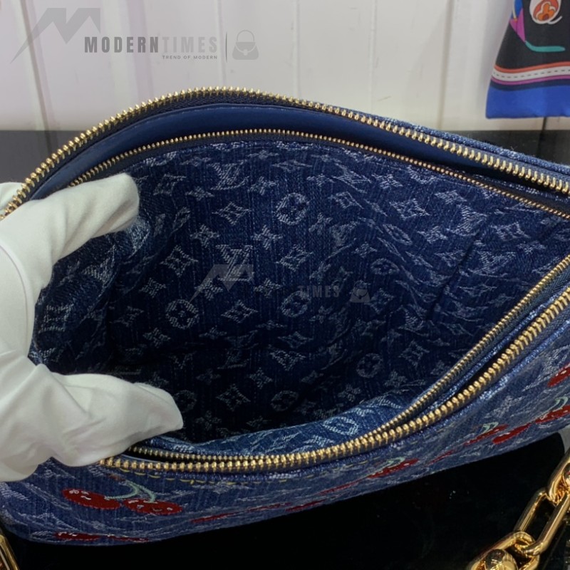 Louis Vuitton x Takashi Murakami Coussin PM M14978 Denim Cherry Handbag