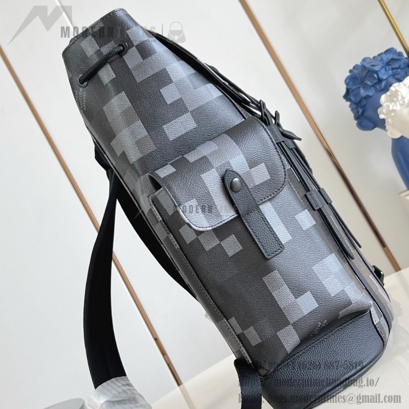 Louis Vuitton Christopher Medium Backpack Damoflage Black Canvas M14952 Replica