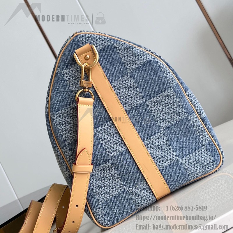 Louis Vuitton Keepall Bandoulière 50 Damier Denim 3D Travel Bag M40739 Replica