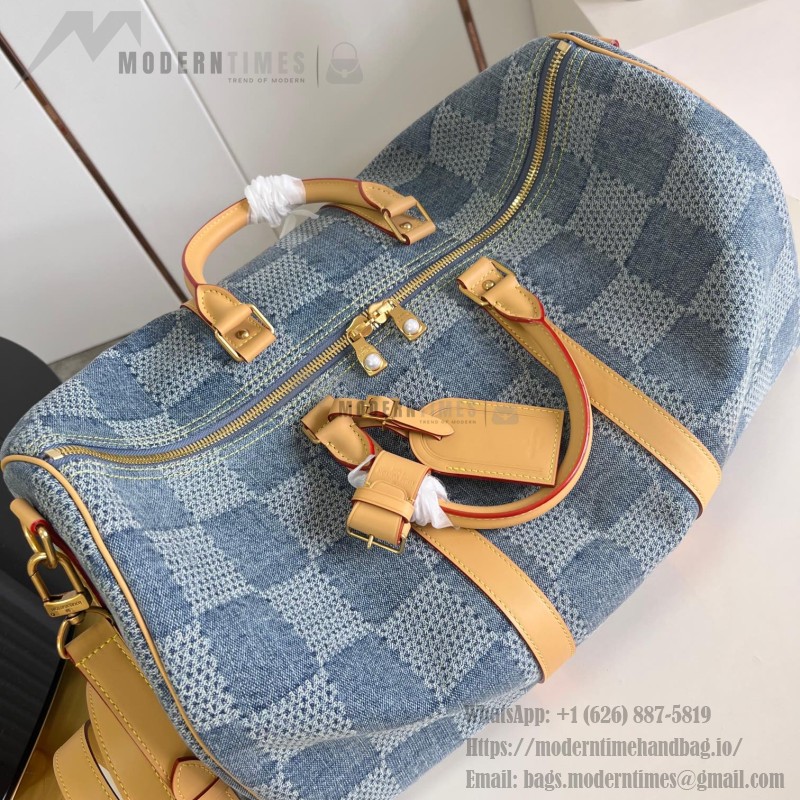 Louis Vuitton Keepall Bandoulière 50 Damier Denim 3D Travel Bag M40739 Replica
