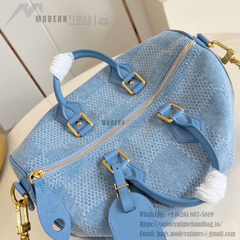 Louis Vuitton Speedy 30 Bandoulière Damier Denim 3D Canvas Handbag N00203 Replica