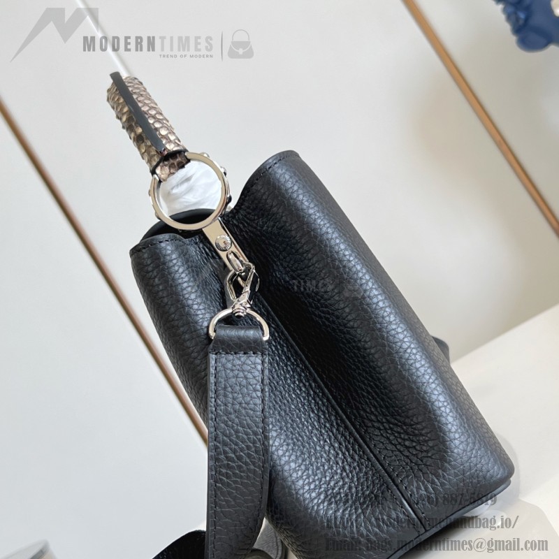 Louis Vuitton Capucines Mini Handbag M85513 Black Taurillon Leather with Python Handle