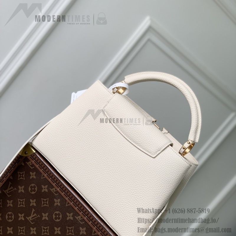 Louis Vuitton Capucines M25087 White Taurillon Leather Handbag Mini Small Medium