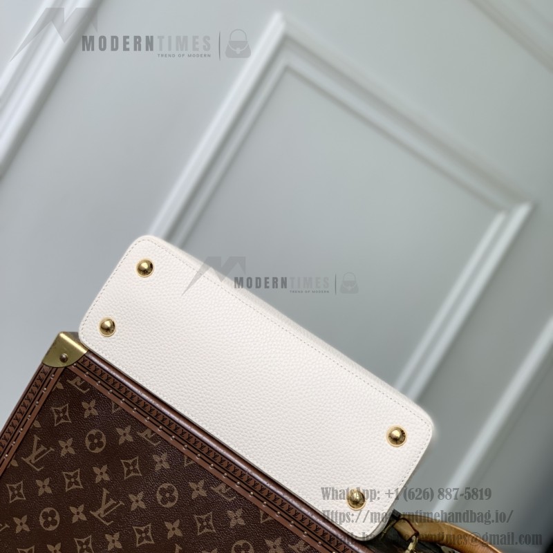Louis Vuitton Capucines M25087 White Taurillon Leather Handbag Mini Small Medium