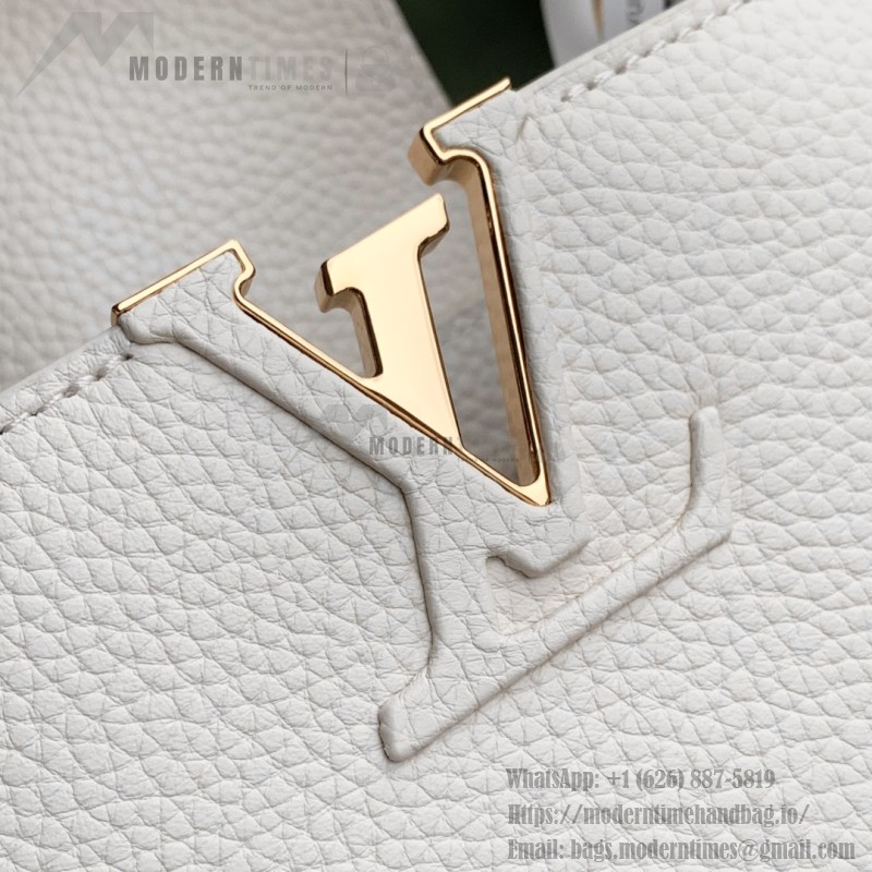 Louis Vuitton Capucines M25087 White Taurillon Leather Handbag Mini Small Medium