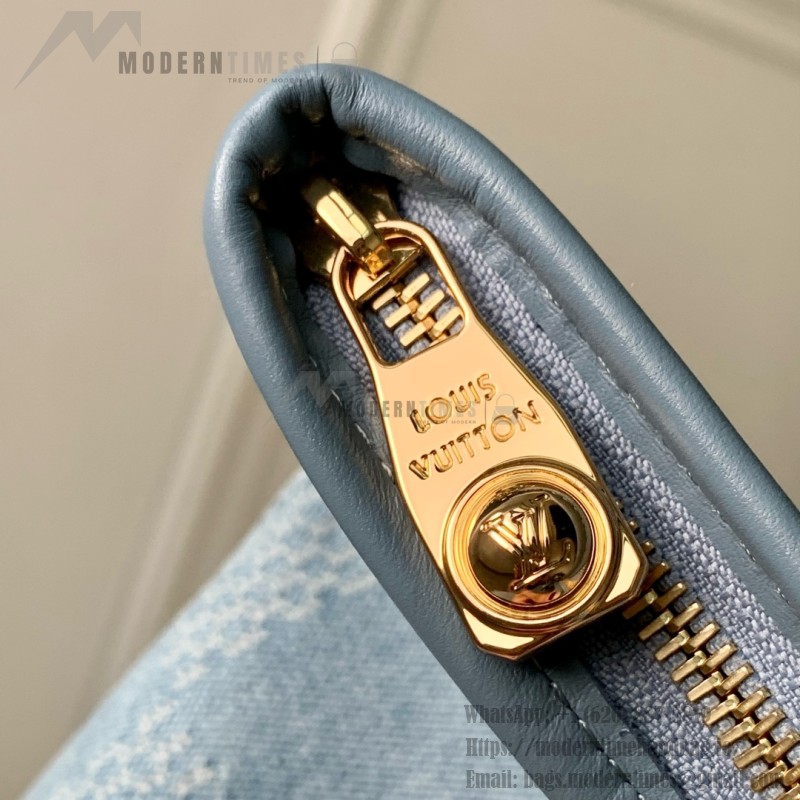Louis Vuitton Nevereverfull Tote Bag N00198 in Damier Denim 3D Cotton Canvas with Leather Trims