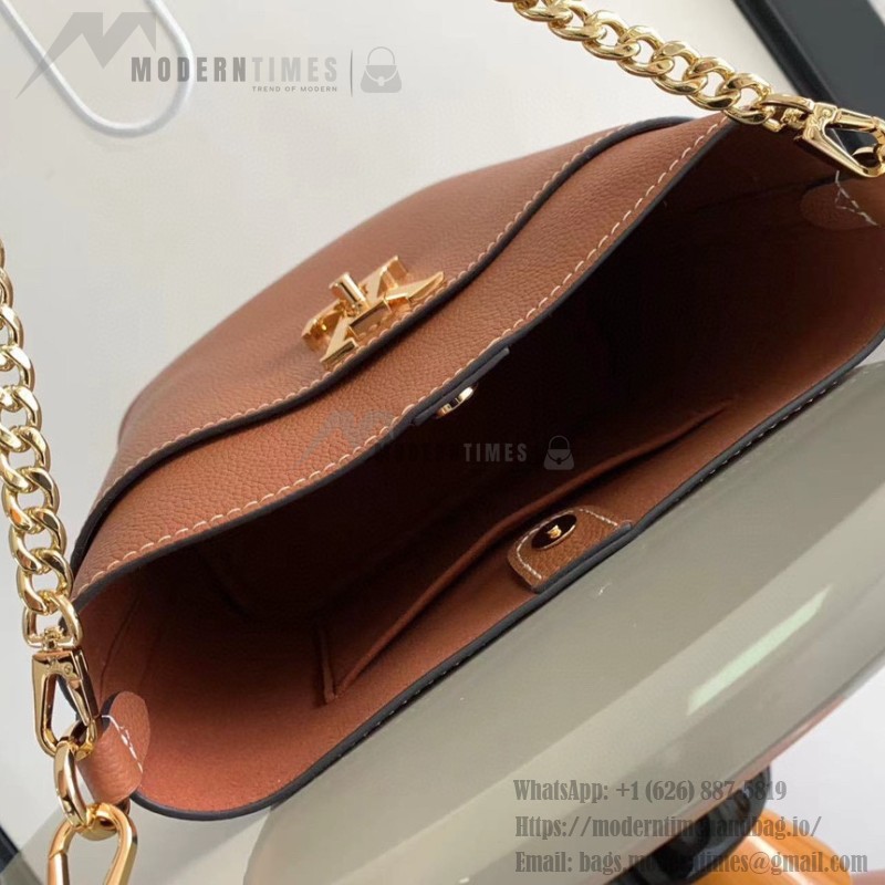 Louis Vuitton Lock and Walk Bucket Bag M24006/M24165 white black brown calfskin leather LV turn-lock gold chain