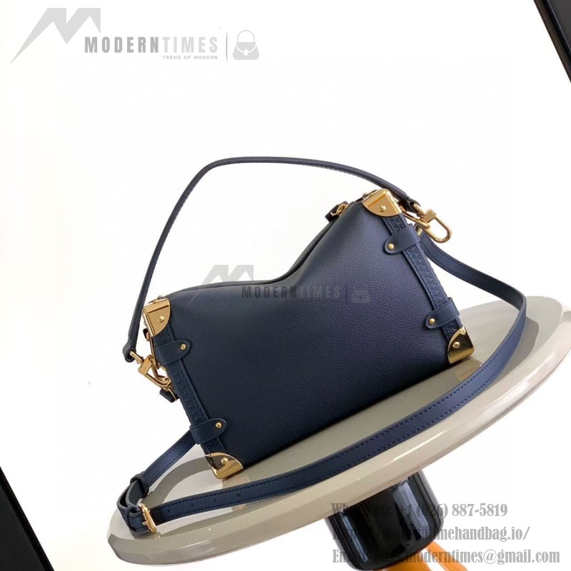 Louis Vuitton Side Trunk Medium Handbag M25160 in Navy Blue Leather
