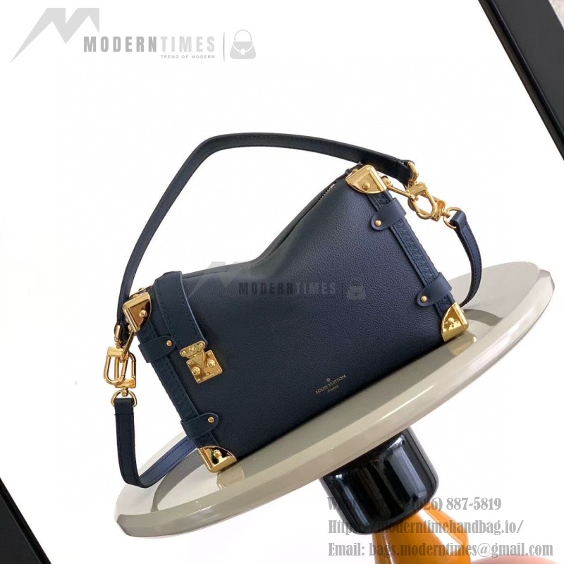 Louis Vuitton Side Trunk Medium Handbag M25160 in Navy Blue Leather