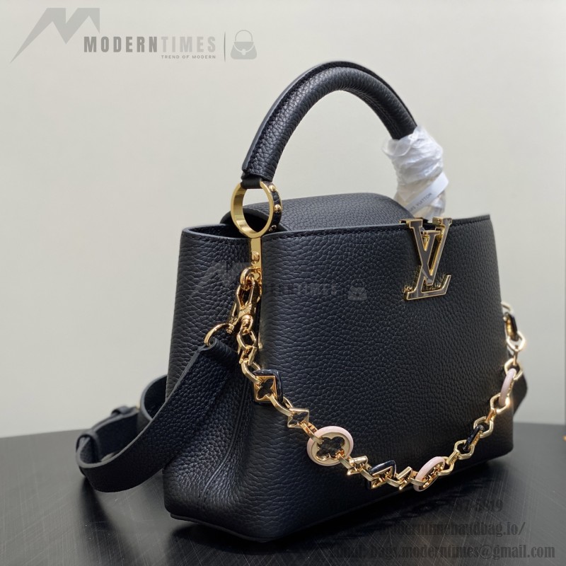 Louis Vuitton Capucines BB M14970 Black / Pink Chain Leather