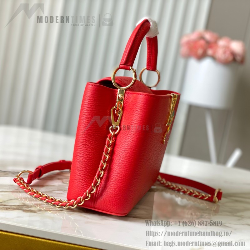 Louis Vuitton Capucines M13250 Red Cherry Patchwork Gold Chain Handbag
