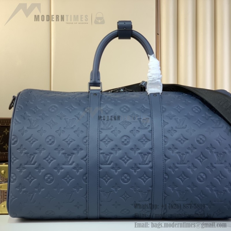 Louis Vuitton Keepall Bandoulière 50 M14840 Striped Monogram Shadow Leather