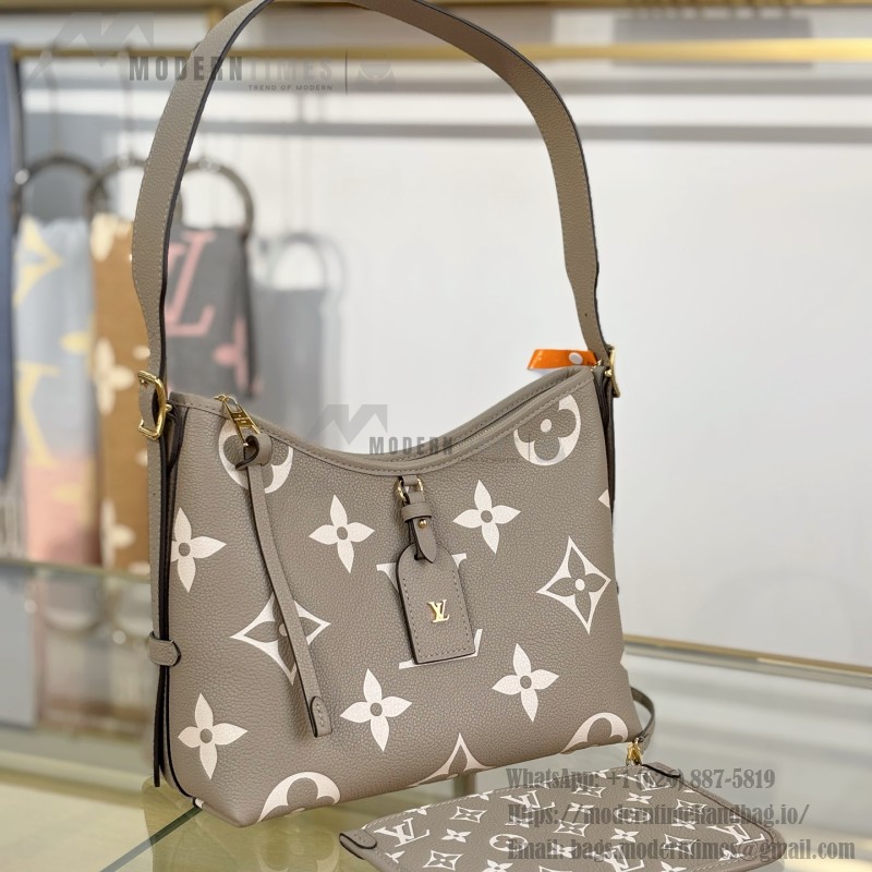 Louis Vuitton Carryall Small Handbag M47180 Gray Premium Leather