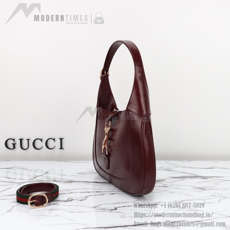 Gucci 782849 Patent Leather Shoulder Bag – Black, Burgundy, Light Green