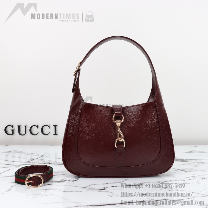 Gucci 782849 Patent Leather Shoulder Bag – Black, Burgundy, Light Green