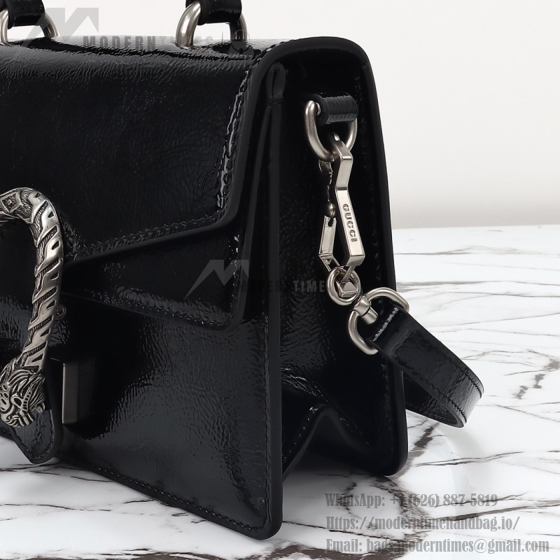 Gucci 799599 Patent Leather Shoulder Bag in Black and Off-White