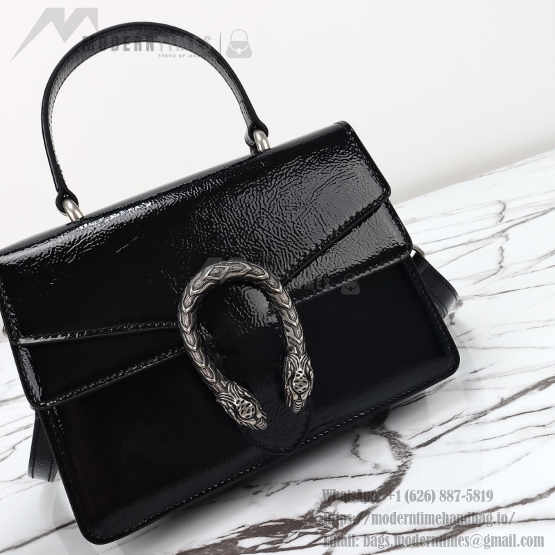 Gucci 799599 Patent Leather Shoulder Bag in Black and Off-White