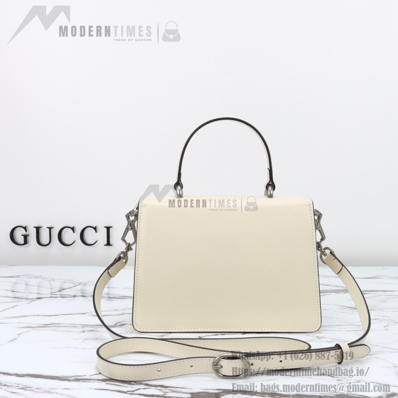 Gucci 799599 Patent Leather Shoulder Bag in Black and Off-White