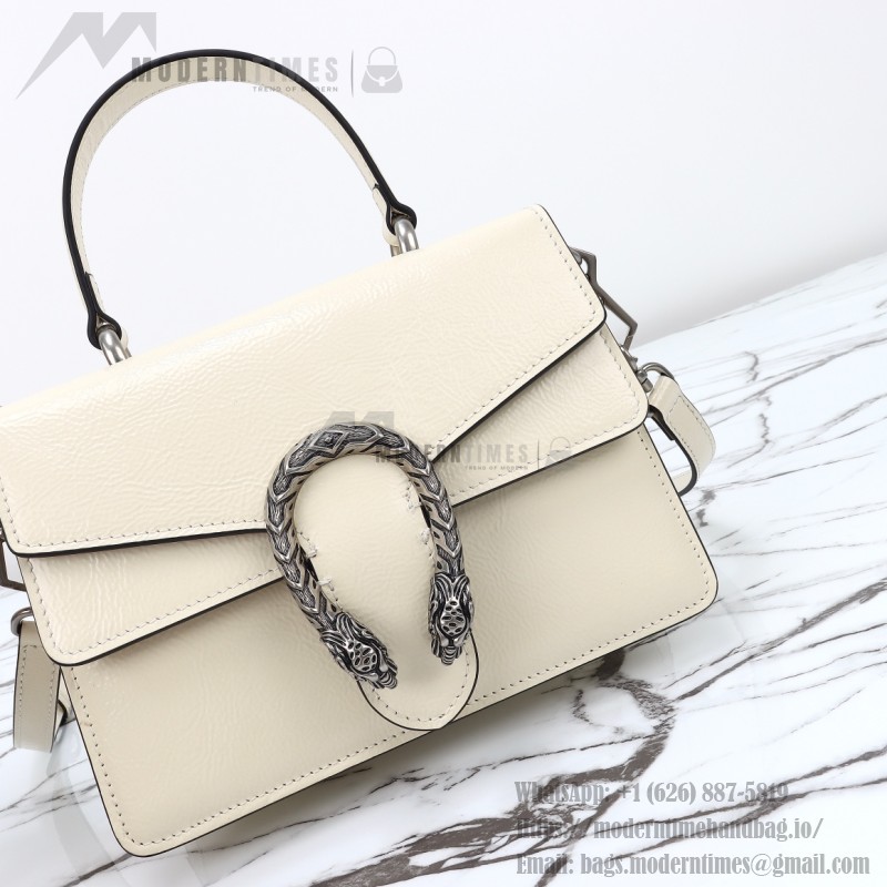 Gucci 799599 Patent Leather Shoulder Bag in Black and Off-White