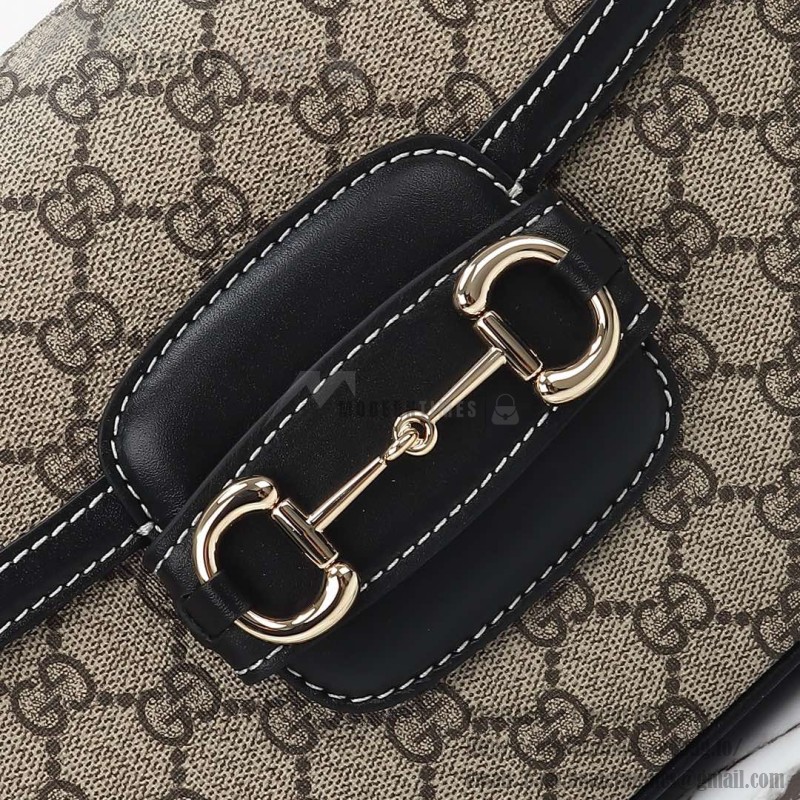 Gucci 815178 Brown & Black Leather Top Handle Bag